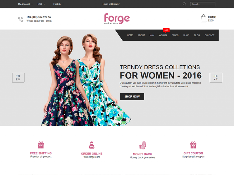 Forge - Free eCommerce Fashion Template