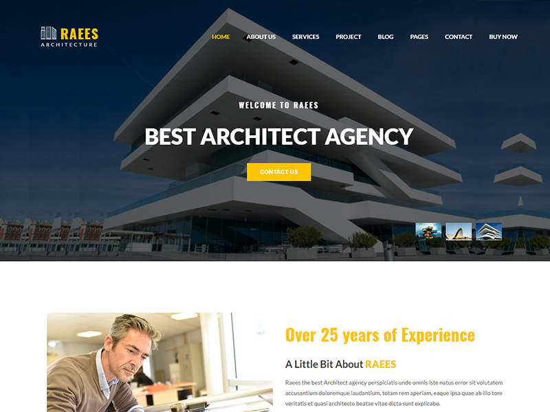 Raees – Free Responsive Architecture / Architect Template